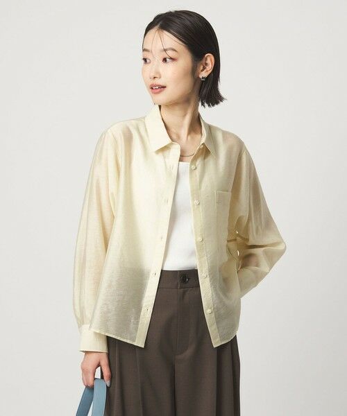 green label relaxing / グリーンレーベル リラクシング シャツ・ブラウス | エアリー シアー ロングスリーブ シャツ ウォッシャブル 接触冷感 | 詳細2