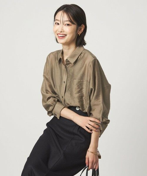 green label relaxing / グリーンレーベル リラクシング シャツ・ブラウス | エアリー シアー ロングスリーブ シャツ ウォッシャブル 接触冷感 | 詳細11
