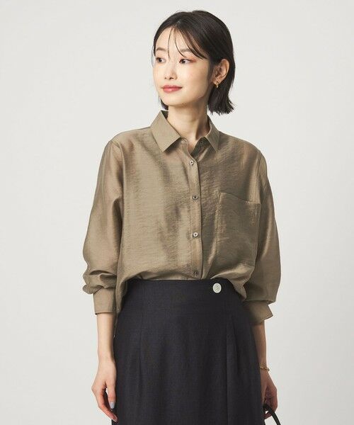 green label relaxing / グリーンレーベル リラクシング シャツ・ブラウス | エアリー シアー ロングスリーブ シャツ ウォッシャブル 接触冷感 | 詳細13