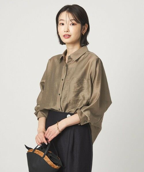 green label relaxing / グリーンレーベル リラクシング シャツ・ブラウス | エアリー シアー ロングスリーブ シャツ ウォッシャブル 接触冷感 | 詳細14