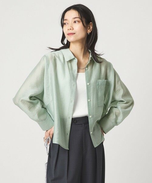 green label relaxing / グリーンレーベル リラクシング シャツ・ブラウス | エアリー シアー ロングスリーブ シャツ ウォッシャブル 接触冷感 | 詳細17