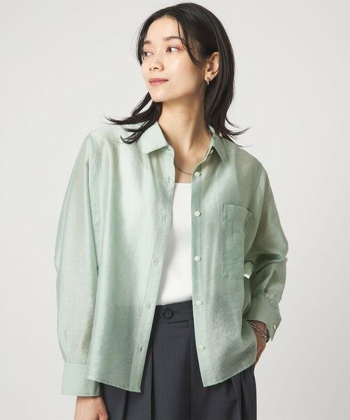 green label relaxing / グリーンレーベル リラクシング シャツ・ブラウス | エアリー シアー ロングスリーブ シャツ ウォッシャブル 接触冷感 | 詳細20