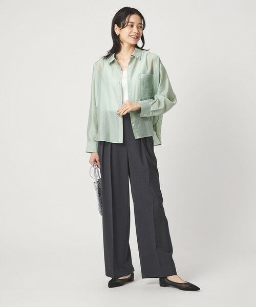 green label relaxing / グリーンレーベル リラクシング シャツ・ブラウス | エアリー シアー ロングスリーブ シャツ ウォッシャブル 接触冷感 | 詳細21