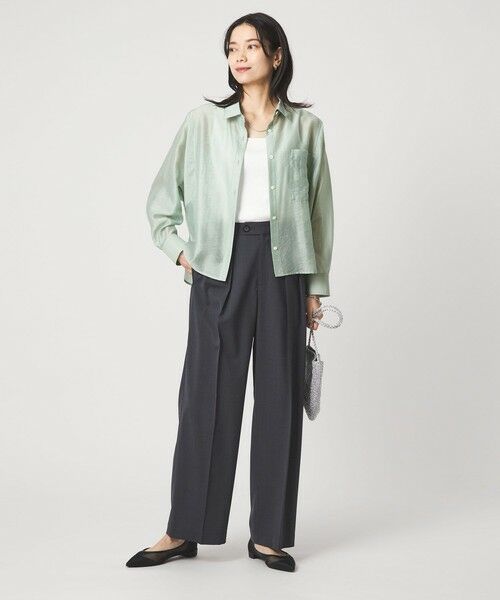 green label relaxing / グリーンレーベル リラクシング シャツ・ブラウス | エアリー シアー ロングスリーブ シャツ ウォッシャブル 接触冷感 | 詳細22