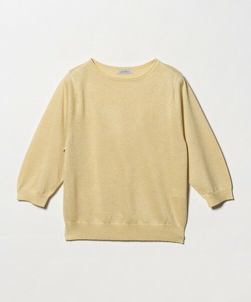 green label relaxing / グリーンレーベル リラクシング ニット・セーター | ラメ 6分袖 ニット プルオーバー（YELLOW）