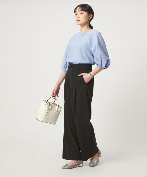 green label relaxing / グリーンレーベル リラクシング スラックス・ドレスパンツ | ［size SHORT/TALLあり］サラフール ワイド パンツ ストレッチ 接触冷感 UVカット | 詳細2