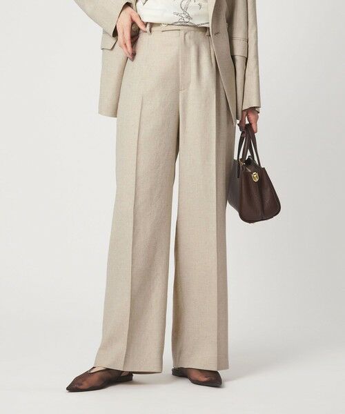 green label relaxing / グリーンレーベル リラクシング スラックス・ドレスパンツ | ［size SHORT/TALLあり］リネンライク ストレート パンツ | 詳細1