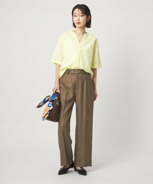 green label relaxing / グリーンレーベル リラクシング スラックス・ドレスパンツ | ［size SHORT/TALLあり］リネンライク ストレート パンツ | 詳細8