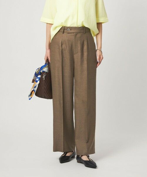 green label relaxing / グリーンレーベル リラクシング スラックス・ドレスパンツ | ［size SHORT/TALLあり］リネンライク ストレート パンツ（MD.BROWN）