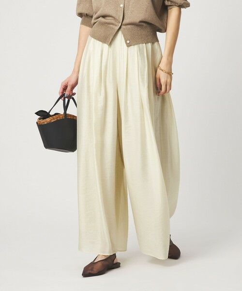 green label relaxing / グリーンレーベル リラクシング その他パンツ | ［size SHORTあり］エアリー シアー イージー ワイド パンツ（OFF WHITE）
