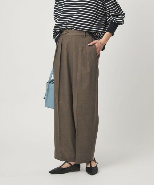 green label relaxing / グリーンレーベル リラクシング スラックス・ドレスパンツ | ［size SHORT/TALLあり］Daily Chic コンフィ— ワイド パンツ（MD.BROWN）