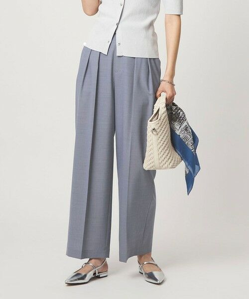 green label relaxing / グリーンレーベル リラクシング スラックス・ドレスパンツ | ［size SHORT/TALLあり］Daily Chic コンフィ— ワイド パンツ（LT.BLUE）