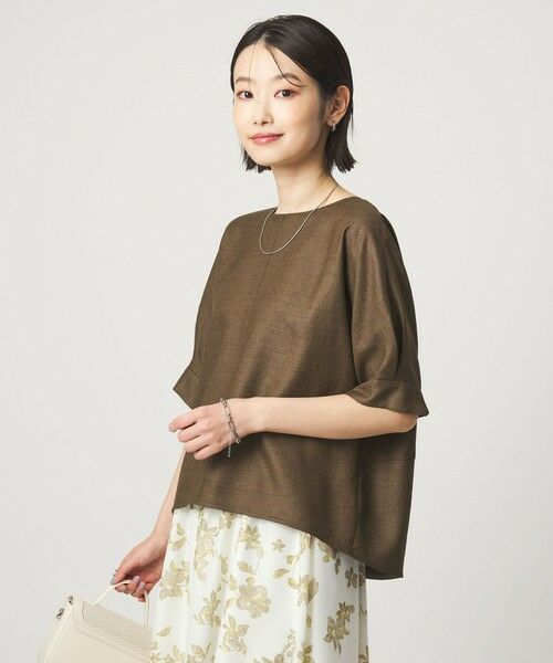 green label relaxing / グリーンレーベル リラクシング シャツ・ブラウス | リネンライク ブラウス マシンウォッシャブル ストレッチ UVカット（MD.BROWN）