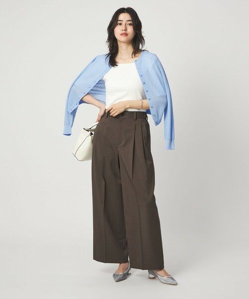 green label relaxing / グリーンレーベル リラクシング カットソー | ブライトリブ スクエアネック 5分袖 プルオーバー カットソー | 詳細5