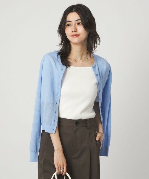 green label relaxing / グリーンレーベル リラクシング カットソー | ブライトリブ スクエアネック 5分袖 プルオーバー カットソー | 詳細2