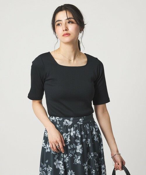 green label relaxing / グリーンレーベル リラクシング カットソー | ブライトリブ スクエアネック 5分袖 プルオーバー カットソー | 詳細7