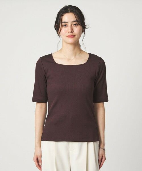 green label relaxing / グリーンレーベル リラクシング カットソー | ブライトリブ スクエアネック 5分袖 プルオーバー カットソー | 詳細16