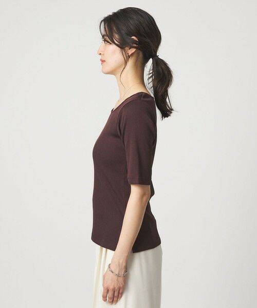 green label relaxing / グリーンレーベル リラクシング カットソー | ブライトリブ スクエアネック 5分袖 プルオーバー カットソー | 詳細17