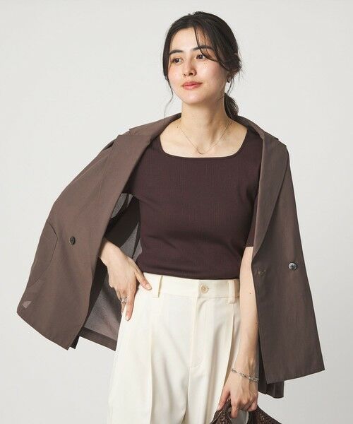 green label relaxing / グリーンレーベル リラクシング カットソー | ブライトリブ スクエアネック 5分袖 プルオーバー カットソー | 詳細13