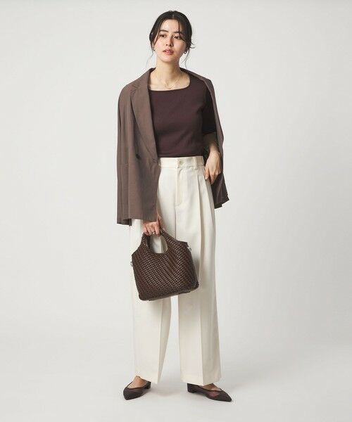 green label relaxing / グリーンレーベル リラクシング カットソー | ブライトリブ スクエアネック 5分袖 プルオーバー カットソー | 詳細15