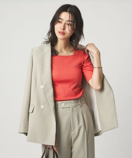 green label relaxing / グリーンレーベル リラクシング カットソー | ブライトリブ スクエアネック 5分袖 プルオーバー カットソー | 詳細25