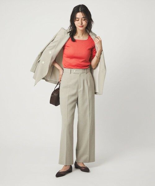 green label relaxing / グリーンレーベル リラクシング カットソー | ブライトリブ スクエアネック 5分袖 プルオーバー カットソー | 詳細26