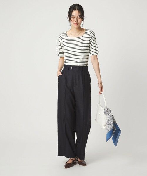 green label relaxing / グリーンレーベル リラクシング カットソー | ブライトリブ スクエアネック 5分袖 プルオーバー カットソー | 詳細30