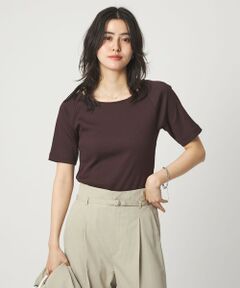 ブライトリブ ボートネック 5分袖 プルオーバー カットソー