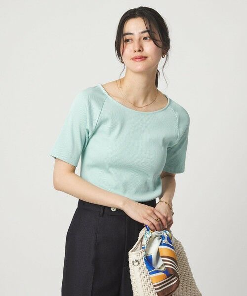 green label relaxing / グリーンレーベル リラクシング カットソー | ブライトリブ ボートネック 5分袖 プルオーバー カットソー | 詳細11