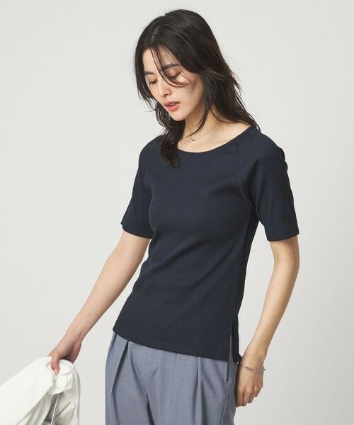 green label relaxing / グリーンレーベル リラクシング カットソー | ブライトリブ ボートネック 5分袖 プルオーバー カットソー | 詳細16