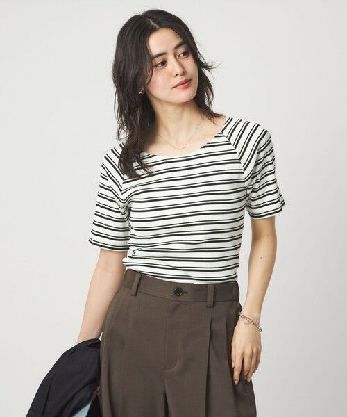 green label relaxing / グリーンレーベル リラクシング カットソー | ブライトリブ ボートネック 5分袖 プルオーバー カットソー | 詳細27