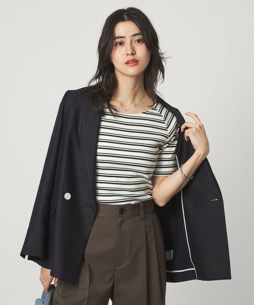 green label relaxing / グリーンレーベル リラクシング カットソー | ブライトリブ ボートネック 5分袖 プルオーバー カットソー | 詳細28