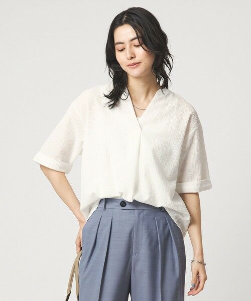 green label relaxing / グリーンレーベル リラクシング カットソー | サッカー スキッパー プルオーバー カットソー（WHITE）