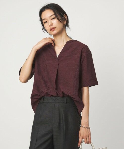 green label relaxing / グリーンレーベル リラクシング カットソー | サッカー スキッパー プルオーバー カットソー（WINE）