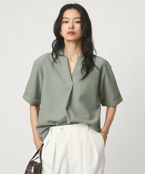 green label relaxing / グリーンレーベル リラクシング カットソー | サッカー スキッパー プルオーバー カットソー（OLIVE）