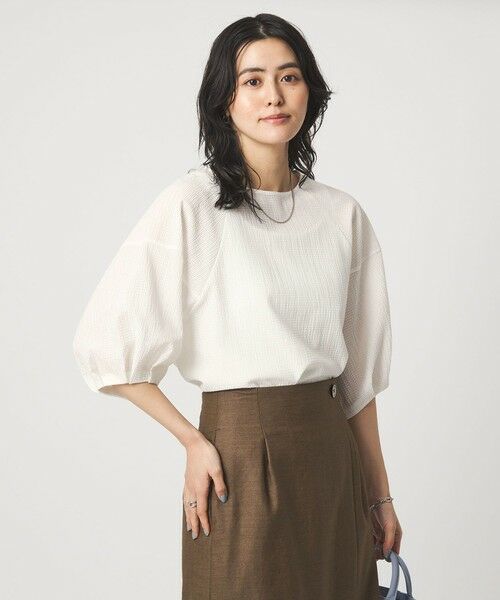 green label relaxing / グリーンレーベル リラクシング カットソー | サッカー タックスリーブ プルオーバー カットソー（WHITE）