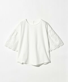 green label relaxing / グリーンレーベル リラクシング カットソー | 袖レース ドッキング プルオーバー カットソー