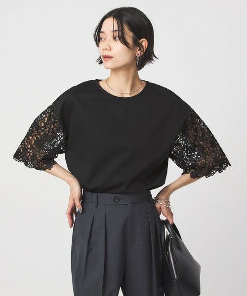 green label relaxing / グリーンレーベル リラクシング カットソー | 袖レース ドッキング プルオーバー カットソー | 詳細8