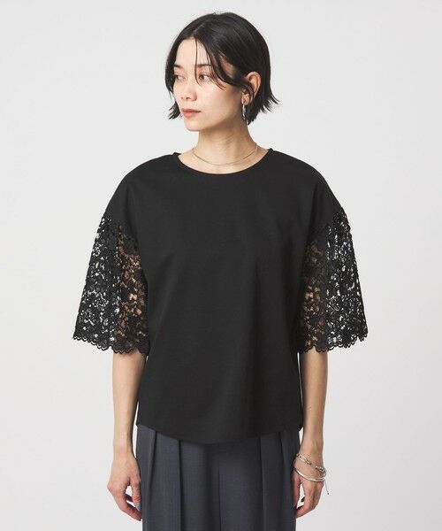 green label relaxing / グリーンレーベル リラクシング カットソー | 袖レース ドッキング プルオーバー カットソー | 詳細12