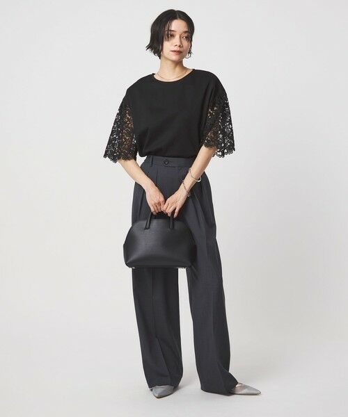 green label relaxing / グリーンレーベル リラクシング カットソー | 袖レース ドッキング プルオーバー カットソー | 詳細9