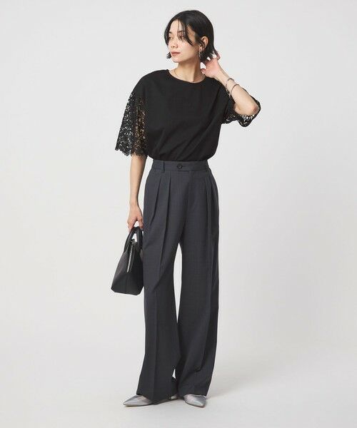 green label relaxing / グリーンレーベル リラクシング カットソー | 袖レース ドッキング プルオーバー カットソー | 詳細10