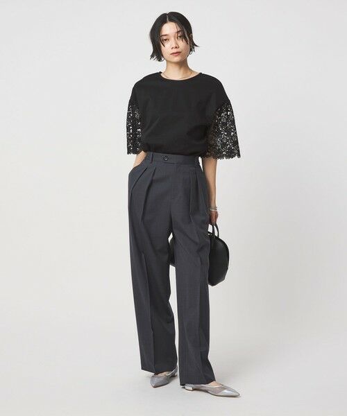 green label relaxing / グリーンレーベル リラクシング カットソー | 袖レース ドッキング プルオーバー カットソー | 詳細11