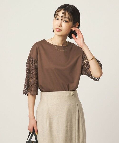 green label relaxing / グリーンレーベル リラクシング カットソー | 袖レース ドッキング プルオーバー カットソー | 詳細18