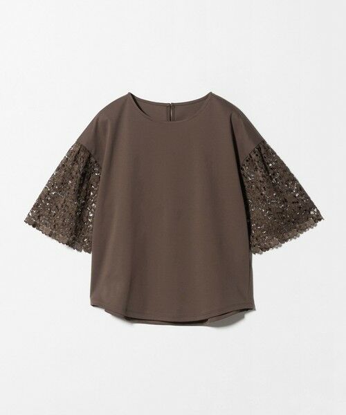 green label relaxing / グリーンレーベル リラクシング カットソー | 袖レース ドッキング プルオーバー カットソー（MD.BROWN）