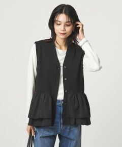 green label relaxing / グリーンレーベル リラクシング ベスト | フリル ドッキング ペプラム ニット ジレ ウォッシャブル