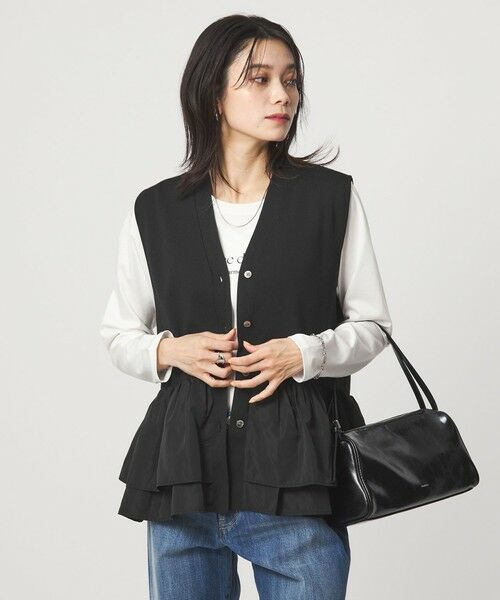 green label relaxing / グリーンレーベル リラクシング ベスト | フリル ドッキング ペプラム ニット ジレ ウォッシャブル | 詳細2