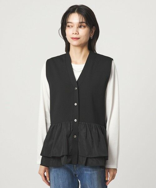 green label relaxing / グリーンレーベル リラクシング ベスト | フリル ドッキング ペプラム ニット ジレ ウォッシャブル | 詳細9