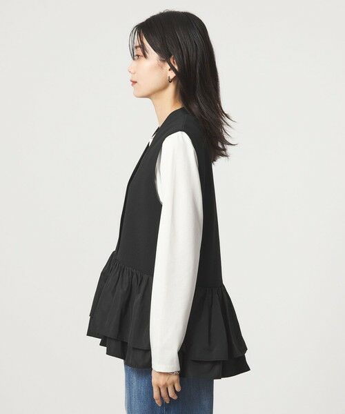 green label relaxing / グリーンレーベル リラクシング ベスト | フリル ドッキング ペプラム ニット ジレ ウォッシャブル | 詳細10