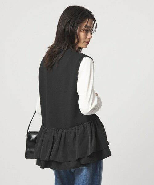 green label relaxing / グリーンレーベル リラクシング ベスト | フリル ドッキング ペプラム ニット ジレ ウォッシャブル | 詳細4