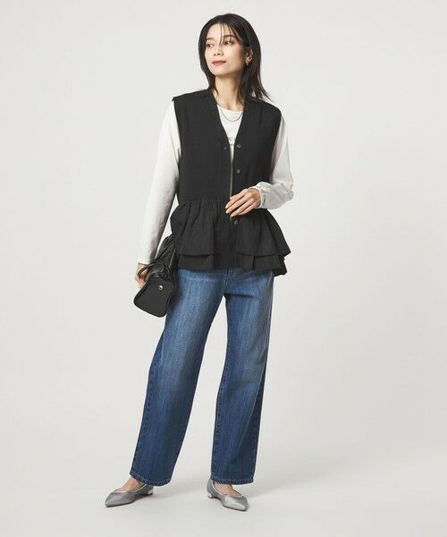 green label relaxing / グリーンレーベル リラクシング ベスト | フリル ドッキング ペプラム ニット ジレ ウォッシャブル | 詳細5